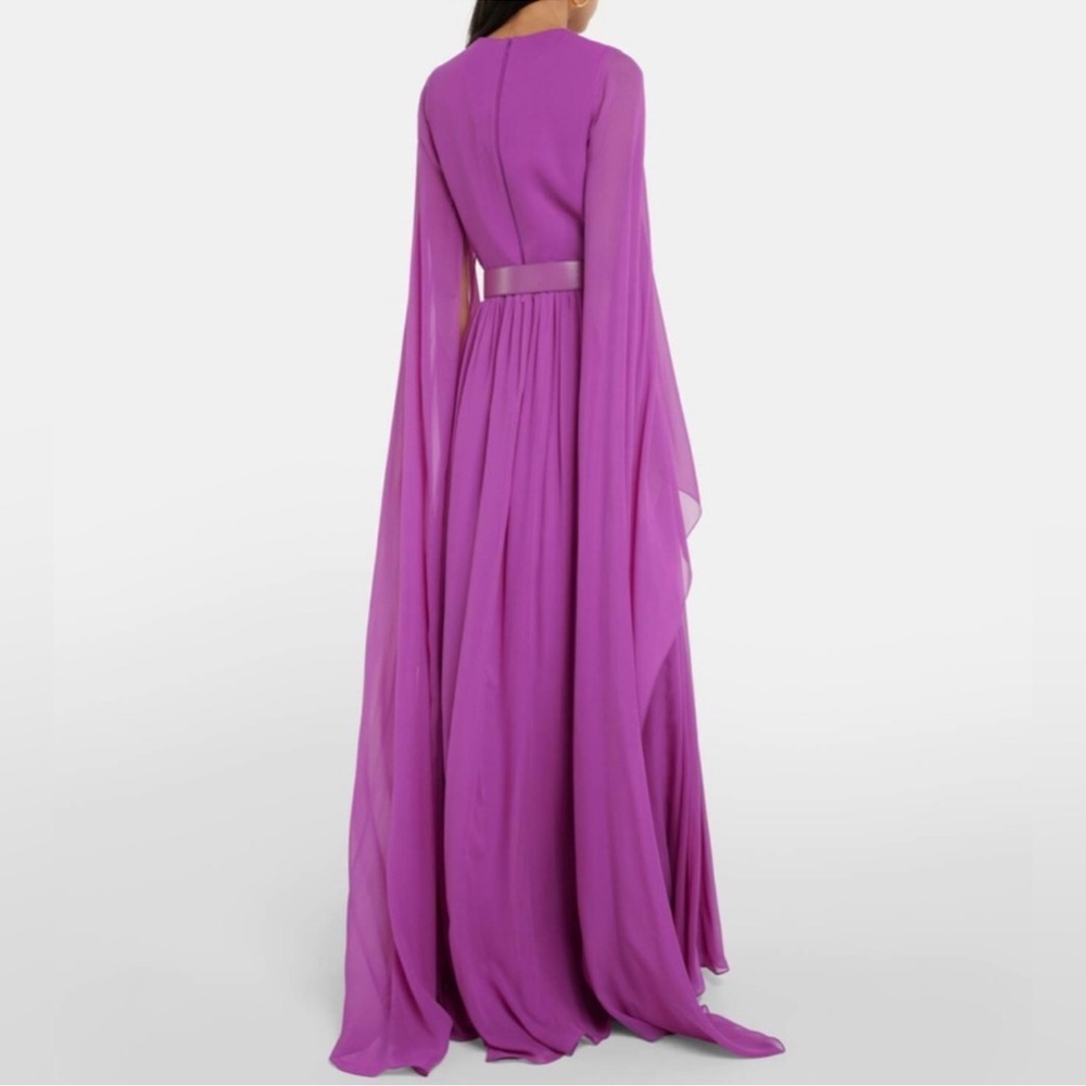 Elie Saab
Pleated V-Neck Belted Slit Silk Dress - Picture 7 of 16